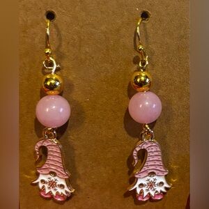 Pink and Gold Gnome Earrings
